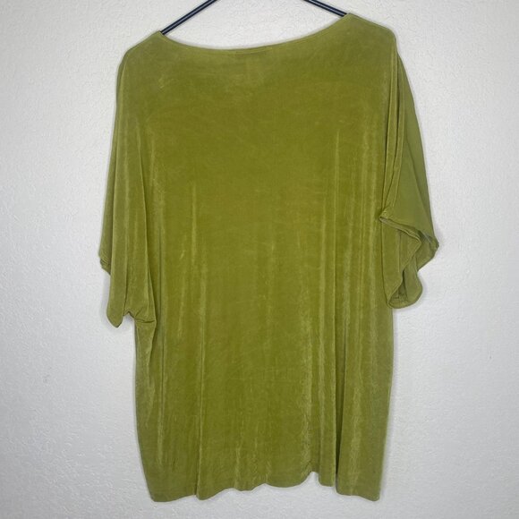 Coldwater Creek 3X Womens Green Short Sleeve Tie-Front Blouse Liquid Knit - Picture 4 of 9
